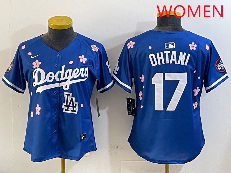 Women Los Angeles Dodgers #17 Ohtani Blue Sakura Edition 2025 Nike MLB Jersey style 9->women mlb jersey->Women Jersey